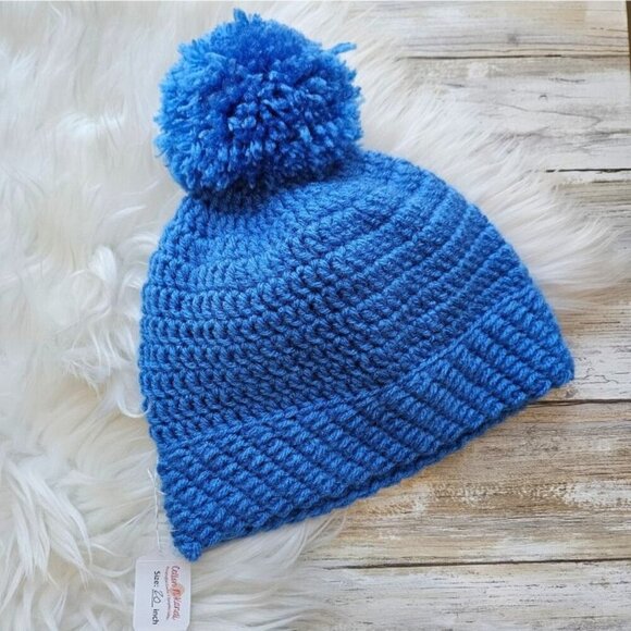 Kids Hat from Cotton N Kandi on Etsy- 20" Pom Pom in Blue - Picture 1 of 2